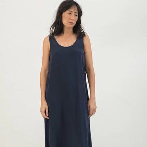 Elizabeth Suzann Ella Slip Dress Navy Silk Crepe